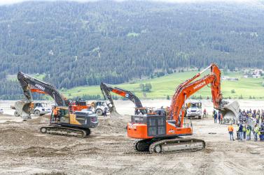 Offene Baustelle am Reschensee; Fotos: Sepp