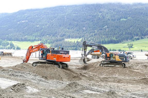 Offene Baustelle am Reschensee; Fotos: Sepp